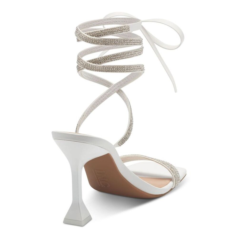 INC Womens White Tie Straps Bradki Open Toe Sculpted Heel Heeled Sandal 9.5 M - Picture 2 of 4